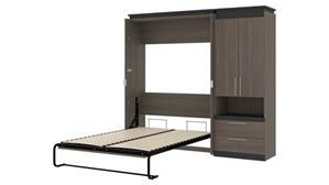 Murphy Beds Bestar Office Furniture 88" W Full Murphy Bed and Storage Cabinet with Pull-Out Shelf