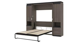 Murphy Beds Bestar Office Furniture 98" W Full Murphy Bed and 2 Storage Cabinets with Pull-Out Shelves