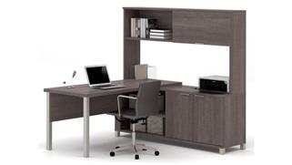 L Shaped Desks Bestar Office Furniture 72in W L-Shaped Desk with Metal Legs and Hutch