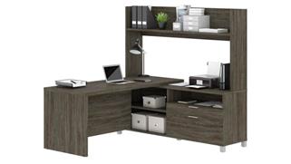 L Shaped Desks Bestar Office Furniture 72in W L-Desk with Open Hutch