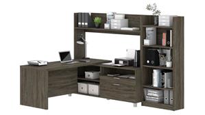 L Shaped Desks Bestar Office Furniture 72in W L-Desk with Bookcase