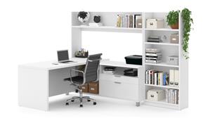 L Shaped Desks Bestar Office Furniture L-Desk with Bookcase