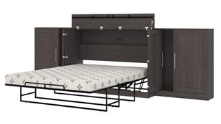 Queen Size Beds Bestar Office Furniture 138in W Free-Standing Queen Cabinet Bed with Mattress and Storage Cabinets