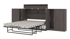 Full Size Beds Bestar Office Furniture 132in W Free-Standing Full Cabinet Bed with Mattress and Storage Cabinets