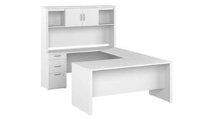 U Shaped Desks Bestar Office Furniture 67" W U-Shaped Desk with Hutch