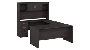 U Shaped Desks Bestar Office Furniture 65" W U-Shaped Desk with Hutch