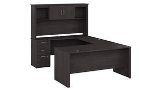 U Shaped Desks Bestar Office Furniture 65in W U-Shaped Desk with Hutch