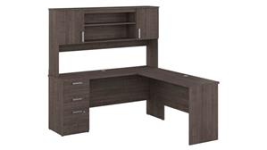 L Shaped Desks Bestar Office Furniture 65" W L-Shaped Desk with Hutch