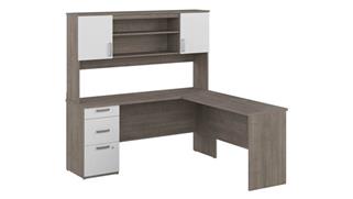 L Shaped Desks Bestar Office Furniture 65" W L-Shaped Desk with Hutch