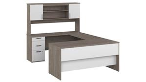 U Shaped Desks Bestar Office Furniture 65" W U-Shaped Desk with Hutch
