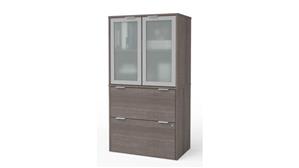 File Cabinets Lateral Bestar Office Furniture 30in W Lateral File Cabinet with Frosted Glass Doors Hutch