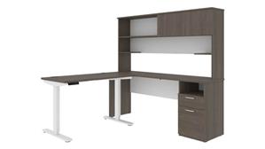 Adjustable Height Desks & Tables Bestar Office Furniture 48in W Standing Desk and 6ft W Credenza with Hutch