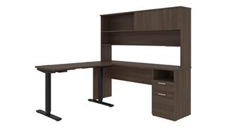 Adjustable Height Desks & Tables Bestar Office Furniture 48" W Standing Desk and 72" W Credenza with Hutch