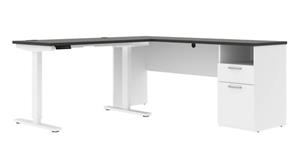 Standing Height Desks Bestar Office Furniture 72in W L-Shaped Electric Standing Desk