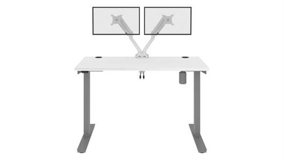 Adjustable Height Desks & Tables Bestar Office Furniture 48" W x 24”D Standing Desk with Dual Monitor Arm