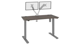 Adjustable Height Desks & Tables Bestar Office Furniture 48" W x 24” D Standing Desk with Dual Monitor Arm