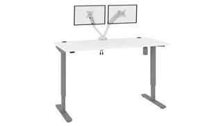 Adjustable Height Desks & Tables Bestar Office Furniture 60" W 30”D Standing Desk with Dual Monitor Arm