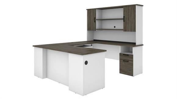 U Shaped Desks Bestar Office Furniture U-Shaped Desk with Hutch