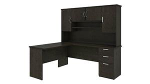 L Shaped Desks Bestar Office Furniture 72" W L-Shaped Desk with Hutch