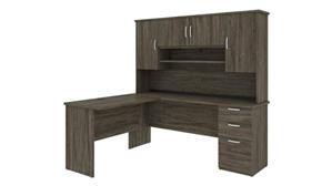 L Shaped Desks Bestar Office Furniture 72in W L-Shaped Desk with Hutch