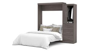 Murphy Beds - Queen Bestar Office Furniture 90in W Queen Murphy Wall Bed and Storage Unit with Drawers