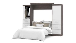 Murphy Beds Bestar Office Furniture 115" W Queen Murphy Wall Bed and 2 Storage Units with Drawers