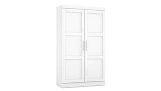 Storage Cabinets Bestar Office Furniture 49" W Wardrobe with Pull-Out Shoe Rack