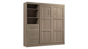 Murphy Beds - Full Bestar Office Furniture Full Murphy Bed and Shelving Unit with Drawers (84in W)