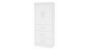 Storage Cabinets Bestar Office Furniture 36in W Wardrobe with 3 Drawers