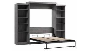Murphy Beds Bestar Office Furniture 115in W Queen Murphy Wall Bed and 2 Storage Units