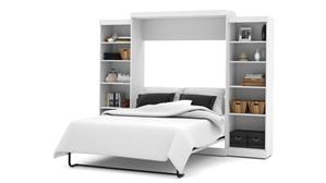 Murphy Beds Bestar Office Furniture 115" W Queen Murphy Wall Bed and 2 Storage Units