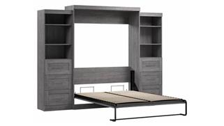 Murphy Beds Bestar Office Furniture 115in W  Queen Murphy Wall Bed and 2 Storage Units with Drawers