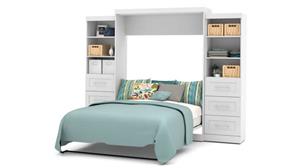 Murphy Beds Bestar Office Furniture 115" W  Queen Murphy Wall Bed and 2 Storage Units with Drawers
