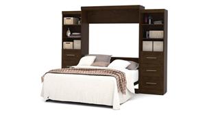 Murphy Beds - Queen Bestar Office Furniture 115" W  Queen Murphy Wall Bed and 2 Storage Units with Drawers