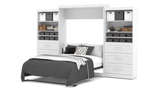 Murphy Beds - Queen Bestar Office Furniture 136in W Queen Murphy Wall Bed and 2 Storage Units with Drawers