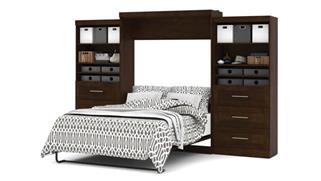 Murphy Beds Bestar Office Furniture 136" W Queen Murphy Wall Bed and 2 Storage Units with Drawers