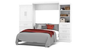 Murphy Beds - Queen Bestar Office Furniture 126in W Queen Murphy Wall Bed and 2 Multifunctional Storage Units with Drawers