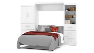 Murphy Beds Bestar Office Furniture 126" W Queen Murphy Wall Bed and 2 Multifunctional Storage Units with Drawers