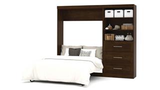 Murphy Beds Bestar Office Furniture 95" W Full Murphy Wall Bed and Storage Unit with Drawers