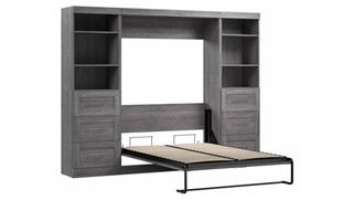 Murphy Beds Bestar Office Furniture 109in W Full Murphy Wall Bed and 2 Storage Units with Drawers