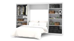 Murphy Beds - Full Bestar Office Furniture 131" W Full Murphy Wall Bed and 2 Storage Units