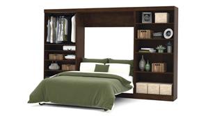Murphy Beds - Full Bestar Office Furniture 131in W Full Murphy Wall Bed and 2 Storage Units