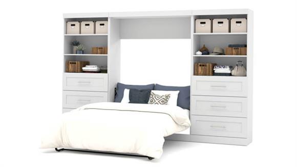 Murphy Beds Bestar Office Furniture 131" W Full Murphy Wall Bed and 2 Storage Units with Drawers