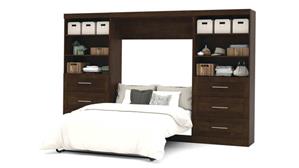 Murphy Beds - Full Bestar Office Furniture 131in W Full Murphy Wall Bed and 2 Storage Units with Drawers