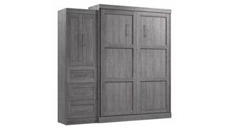 Murphy Beds - Queen Bestar Office Furniture Queen Murphy Bed with Closet Storage Cabinet with Doors and Drawers (89in W)