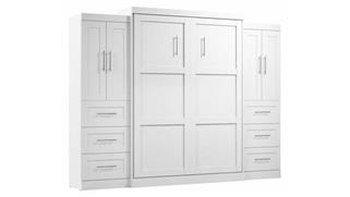 Murphy Beds - Queen Bestar Office Furniture Queen Murphy Bed with Set of 2 Closet Storage Organizers with Doors and Drawers (115in W)