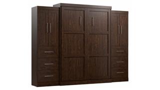 Murphy Beds - Queen Bestar Office Furniture Queen Murphy Bed with Set of 2 Closet Storage Organizers with Doors and Drawers (115in W)