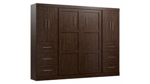 Murphy Beds - Full Bestar Office Furniture Full Murphy Bed with 2 Sets Closet Storage Cabinets with Doors and Drawers (109in W)