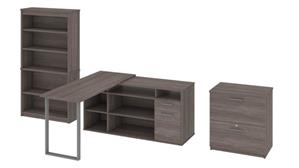 L Shaped Desks Bestar Office Furniture L-Shaped Desk, Lateral File Cabinet and Bookcase
