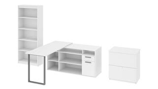 L Shaped Desks Bestar Office Furniture L-Shaped Desk with Lateral File and Bookcase